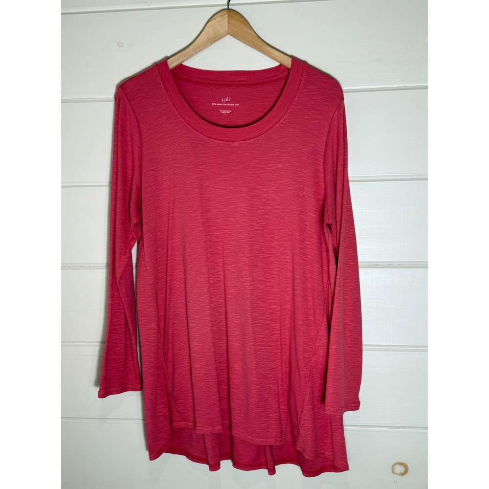 J. Jill Pima Cotton Scoop Neck Elliptical Tunic Heathered Tomato Red Large